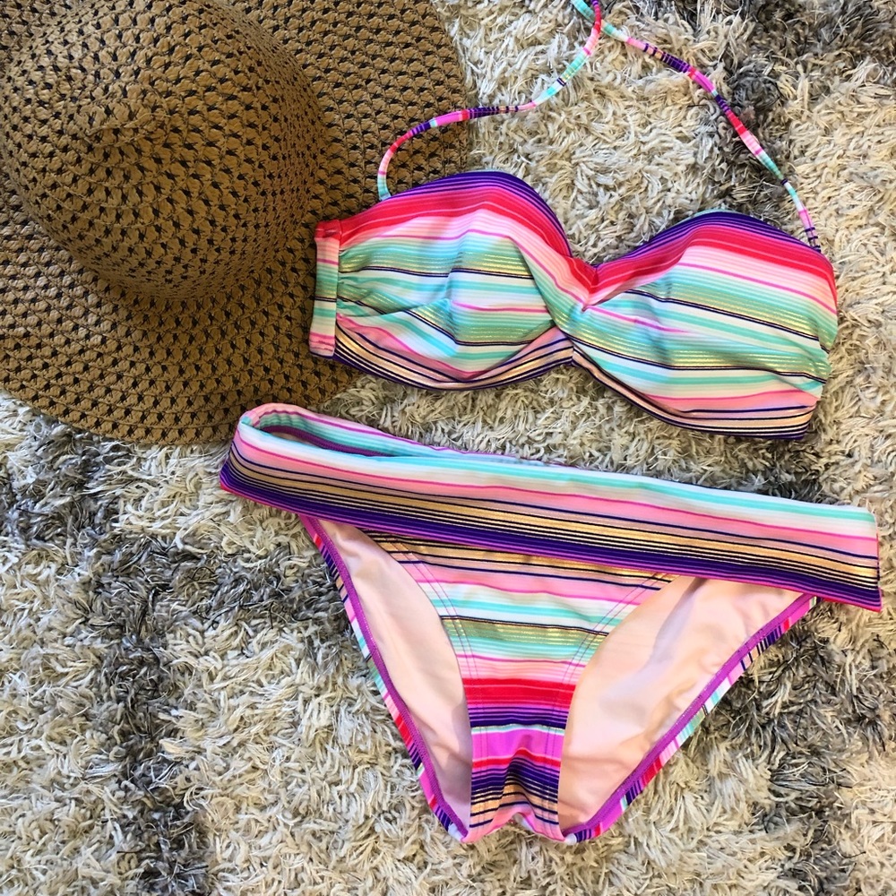 Victoria’s Secret Multicolored Striped Bikini Set